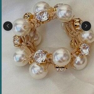PEARL RHINESTONE CHRYSTAL HAIR SCRUNCHIE NEW